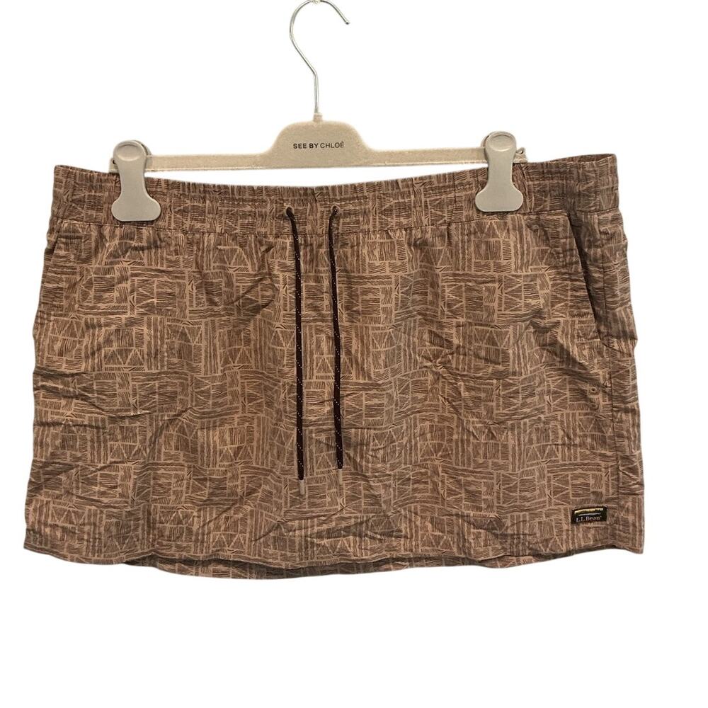 LL Bean Womens Nylon‎ Hiking Skirt XL Aztec Tan Gorpcore Granola Camping Outdoor